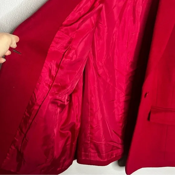 JM Collection Wool Blend Blazer Jacket Women 18 Red Button Career Business Lined - Picture 8 of 8